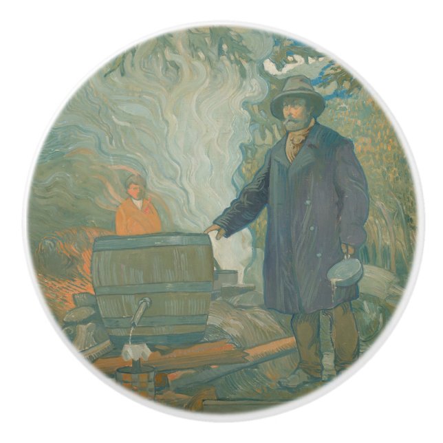 Forest Still Moonshiners White Lightning Liquor Ceramic Knob (Front)