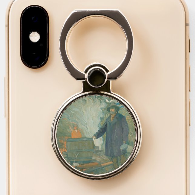 Forest Still Moonshiners White Lightning Liquor Phone Ring Stand (Close Up)
