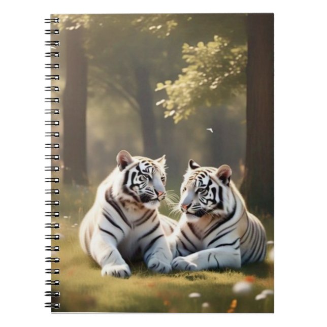 Forest Stillness – White Tigers Notebook (Front)