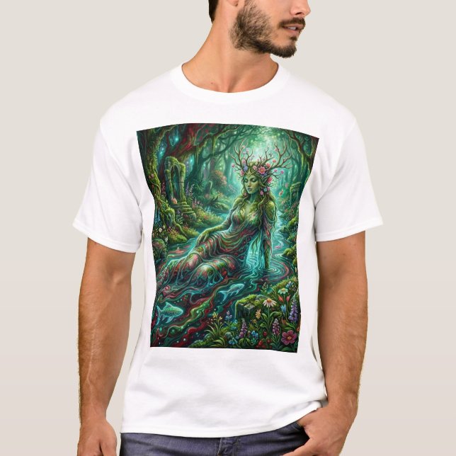 Forest Stream Goddess – Spirit of Moss and Light T-Shirt (Front)