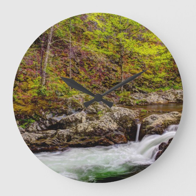 Forest Stream In Great Smoky Mountains Large Clock (Front)