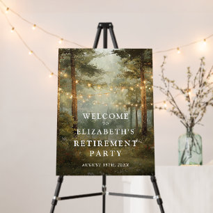 Forest String Lights Retirement Party Welcome Sign