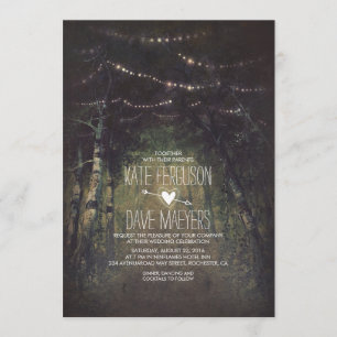 Forest String Lights Rustic Wedding Invitations