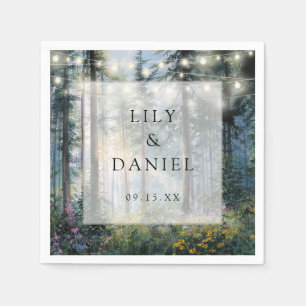 Forest String Lights Wildflower Floral Wedding Napkins
