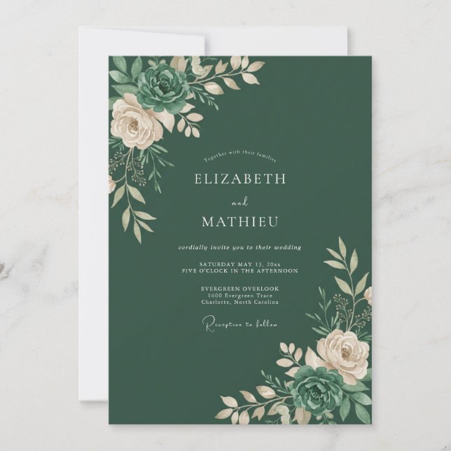 Forest Succulent Foliage Eucalyptus Wedding Invitation (Front)