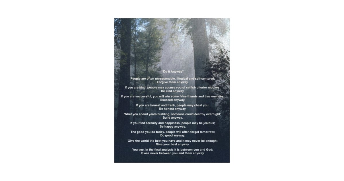 Forest & Sun Do It Anyway Canvas Print Zazzle