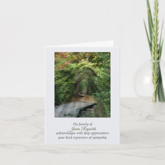 Forest Sunbeams Sympathy Thank You Card (Front)