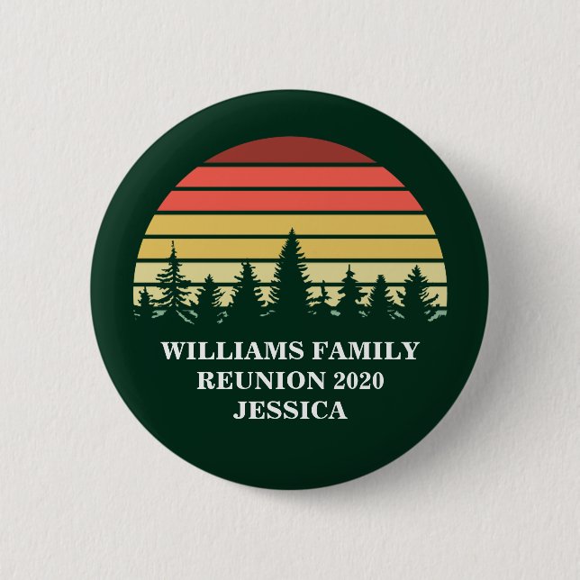 Forest Sunset Camping Trip Custom Family Reunion Button (Front)