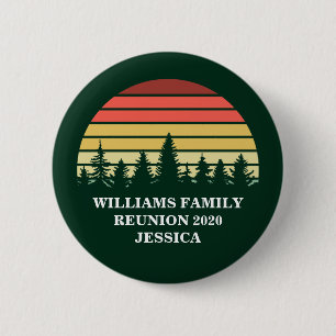 Forest Sunset Camping Trip Custom Family Reunion Button