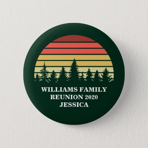 Forest Sunset Camping Trip Custom Family Reunion Button