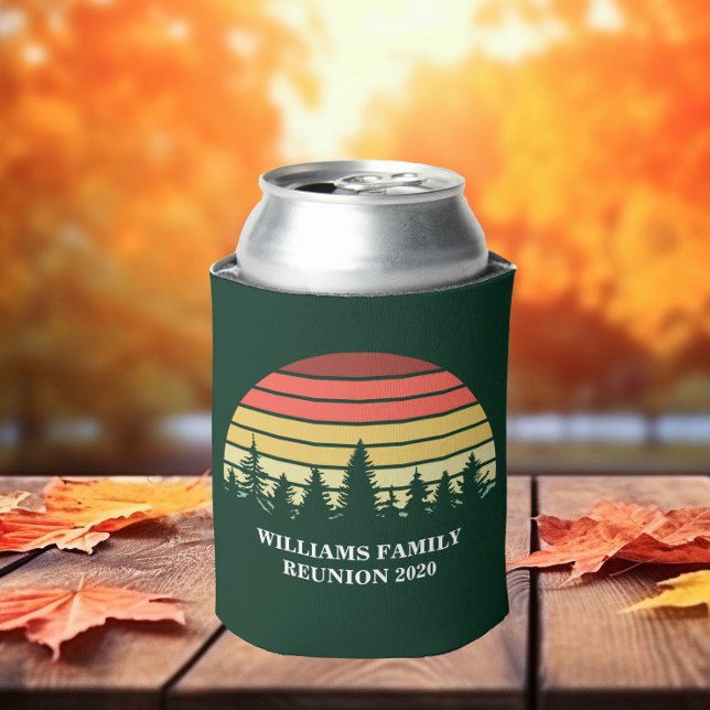 Forest Sunset Camping Trip Custom Family Reunion Can Cooler
