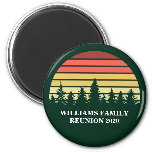 Forest Sunset Camping Trip Custom Family Reunion Magnet