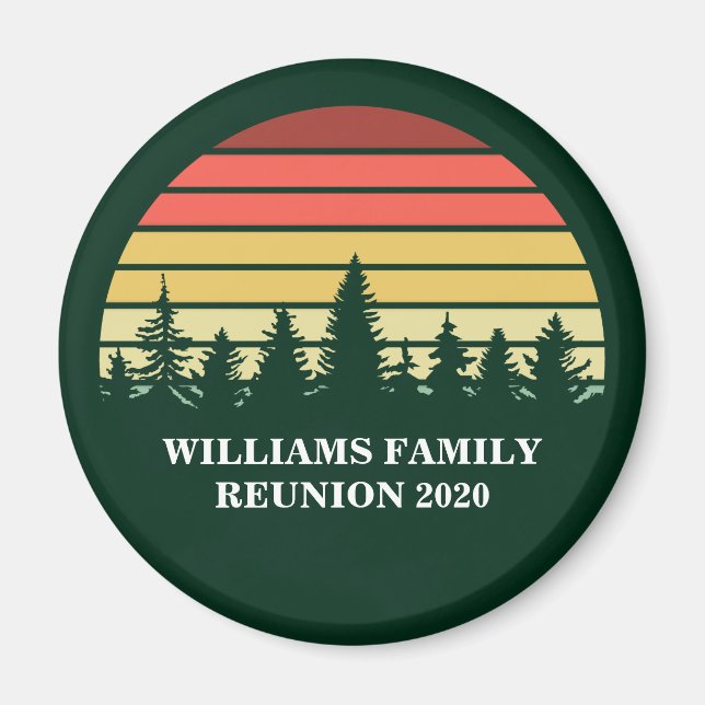 Forest Sunset Camping Trip Custom Family Reunion Magnet (Front)