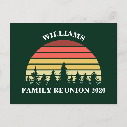 Forest Sunset Camping Trip Custom Family Reunion Postcard