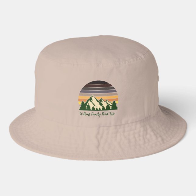 Forest Sunset Custom Family Camping Trip Bucket Hat (Front)