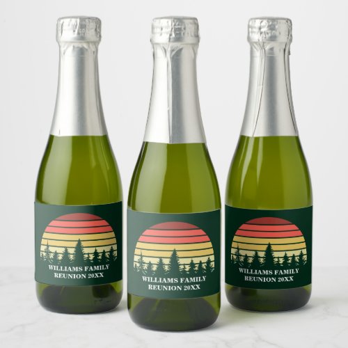 Forest Sunset Custom Family Reunion Party Mini Sparkling Wine Label