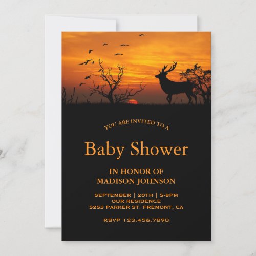 Forest Sunset Deer Baby Shower Invitation
