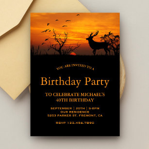 Forest Sunset Deer Birthday Party Invitation