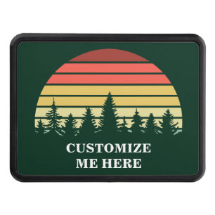 Forest Sunset Green Customizable Camping Hitch Cover