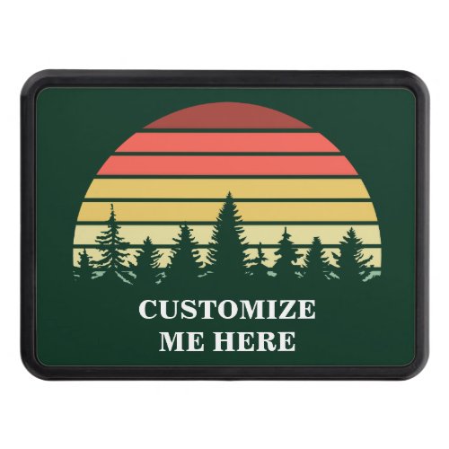 Forest Sunset Green Customizable Camping Hitch Cover