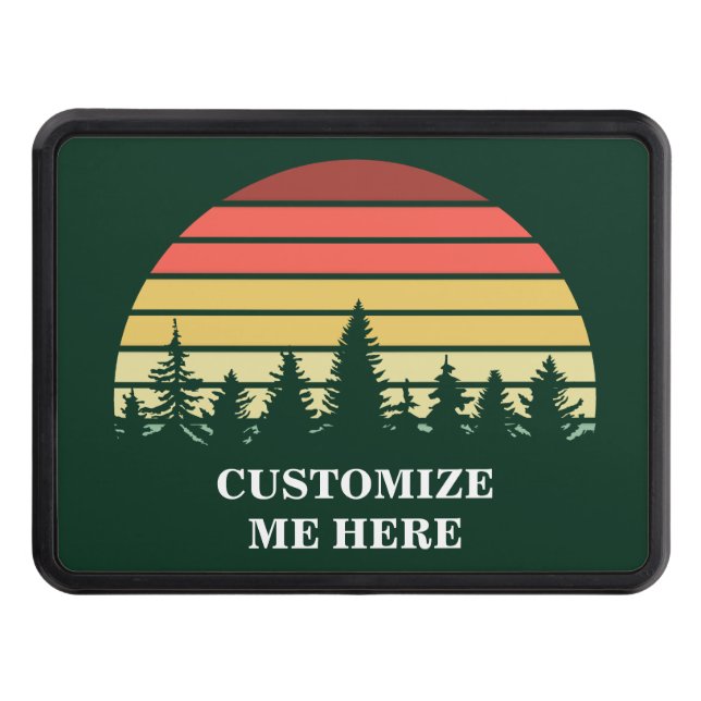 Forest Sunset Green Customizable Camping Hitch Cover (Front)