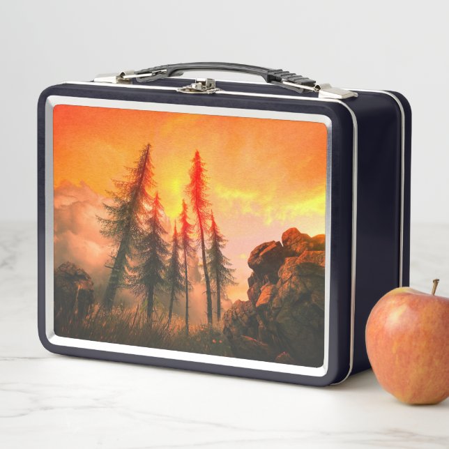  Forest Sunset Metal Lunch Box (In Situ)