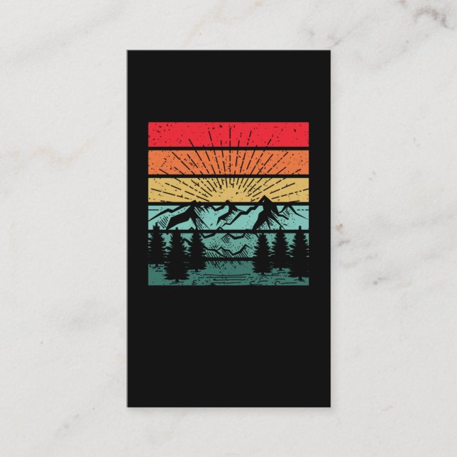 Forest Sunset Mountains Camping Hiking Business Card (Front)