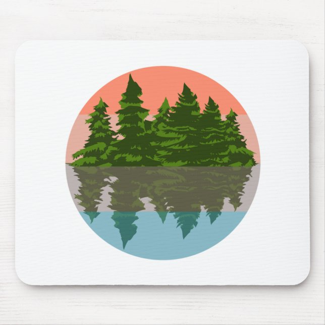 Forest Sunset Nature Pine Trees Mouse Pad (Front)