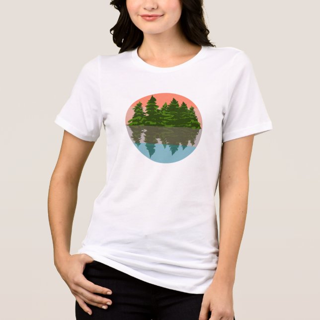 Forest Sunset Nature Pine Trees Tri-Blend Shirt (Front)