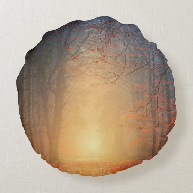 Forest & Sunset Round Pillow (Back)