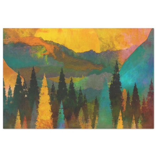 Forest Sunset Watercolor Decoupage Tissue Paper
