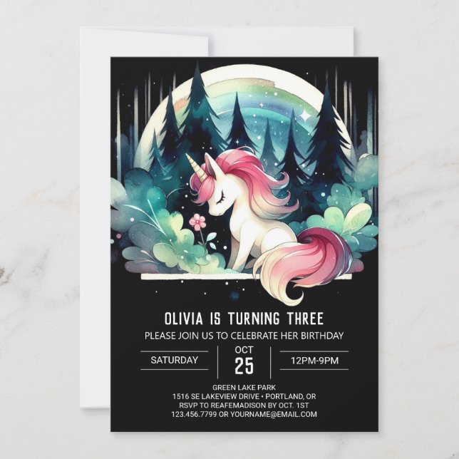 Forest Sweet Horse Birthday Invitation (Front)