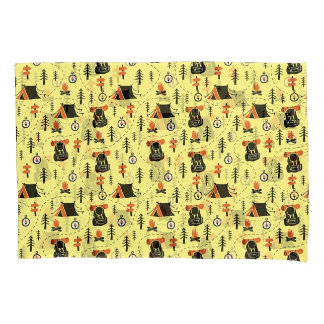 Forest Tent Camping Hiking Trails Beige  Pillow Case (Front)