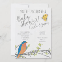 Forest Theme Baby Shower with Bluebird & Foliage