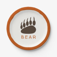 Forest Theme Birthday Party Paper Plates - Bear