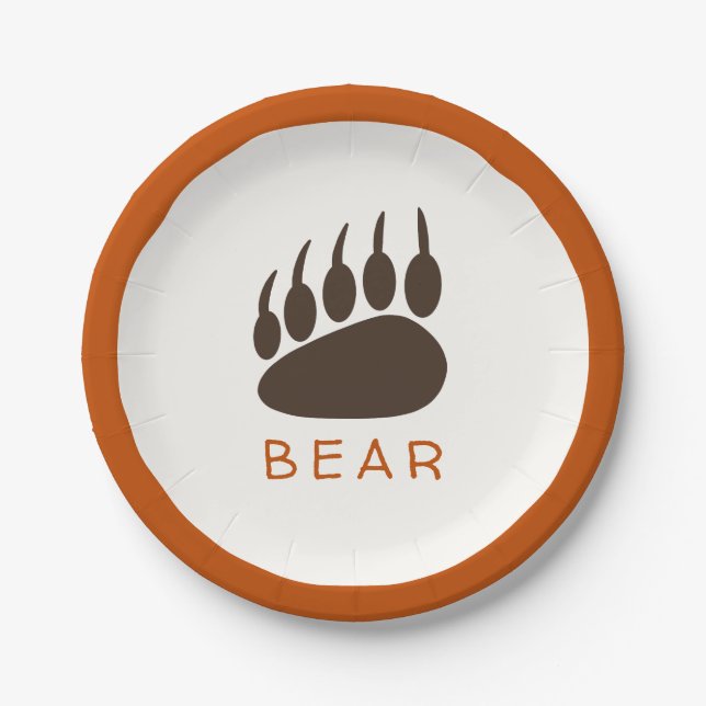 Forest Theme Birthday Party Paper Plates - Bear (Front)