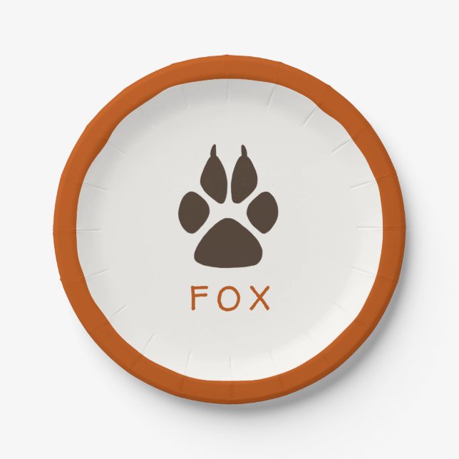 Forest Theme Birthday Party Paper Plates - Fox (Front)