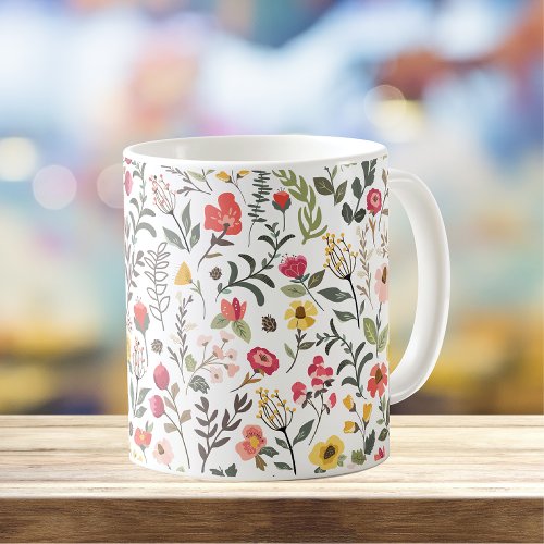 Forest Thicket Mountain Wildflowers Floral Design Coffee Mug