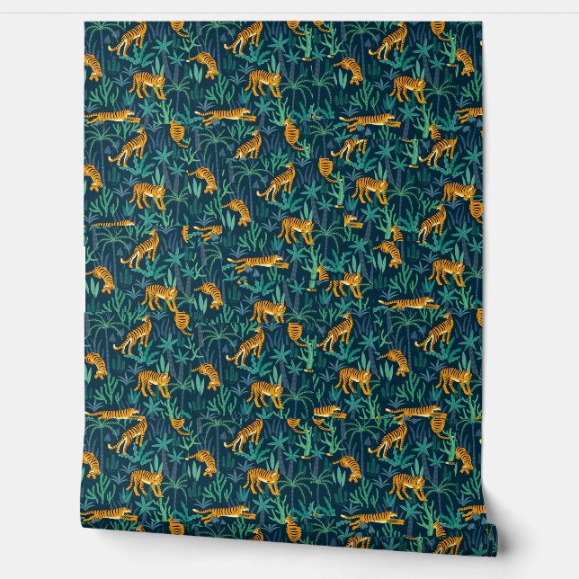 FOREST TIGER ADVENTURE PEEL AND STICK  WALLPAPER  (Unrolling)