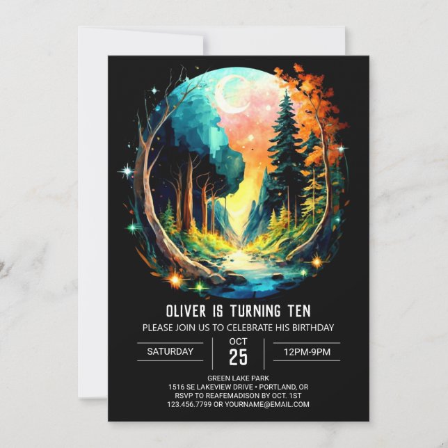 Forest Timber Wonderland Birthday Invitation (Front)