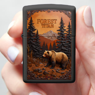 Forest Titan Bear Mountain Scene Zippo Lighter