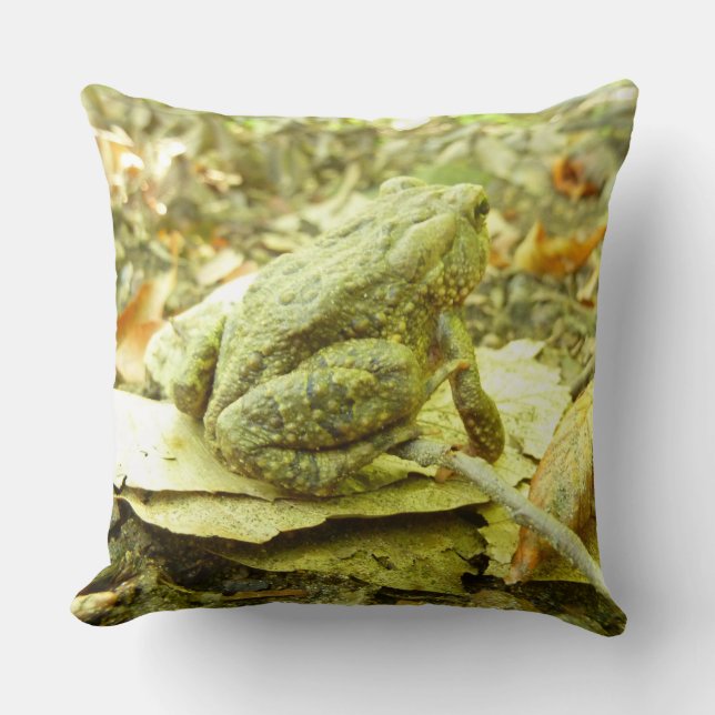 Forest Toad Throw Pillow (Front)