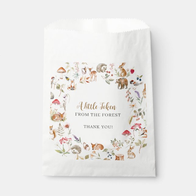 Forest Token Woodland Baby Shower  Favor Bag (Front)