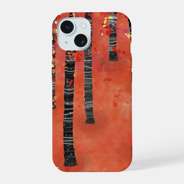 Forest Tree Abstract Red Iphone Case (Back)