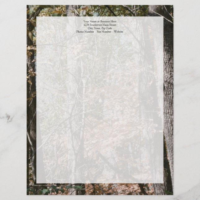 Forest Tree Camo Camouflage Nature Hunting/Fishing Letterhead (Front)