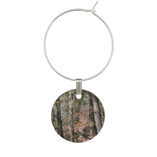 Forest Tree Camo Camouflage Nature Hunting/Fishing Wine Glass Charm (Front)