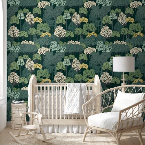 Forest Tree Canopy Green Removable Peel and Stick Wallpaper