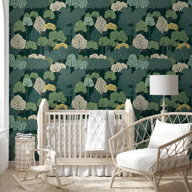 Forest Tree Canopy Green Removable Peel and Stick Wallpaper (Kids)