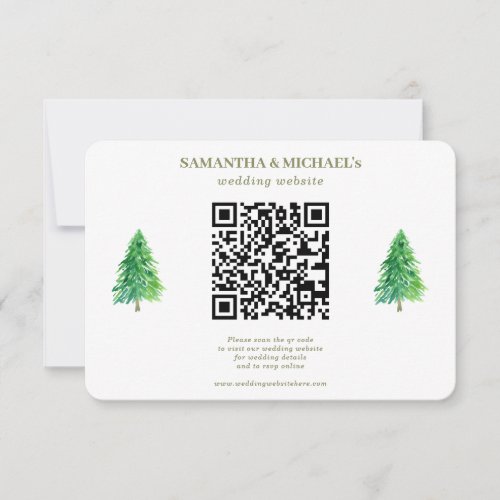 Forest Tree Floral Qr Wedding Website Detail RSVP Card