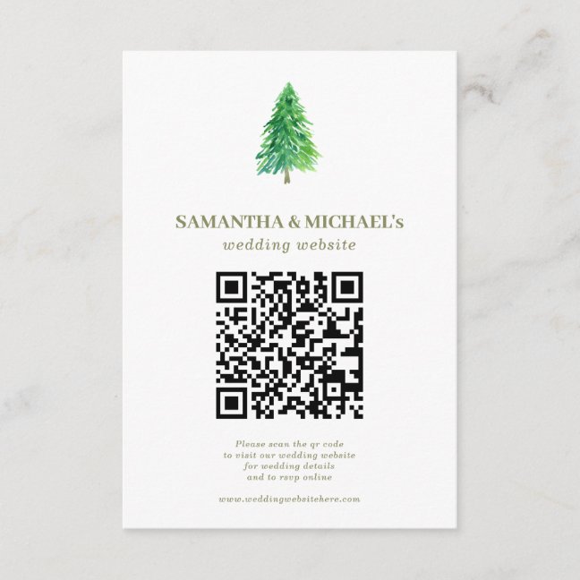 Forest Tree Floral Qr Wedding Website Enclosure Card